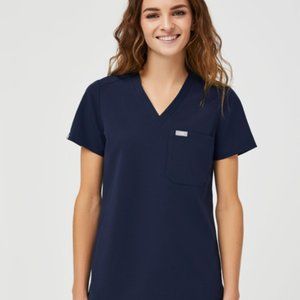 Figs Catarina One-Pocket Scrub Top-Navy